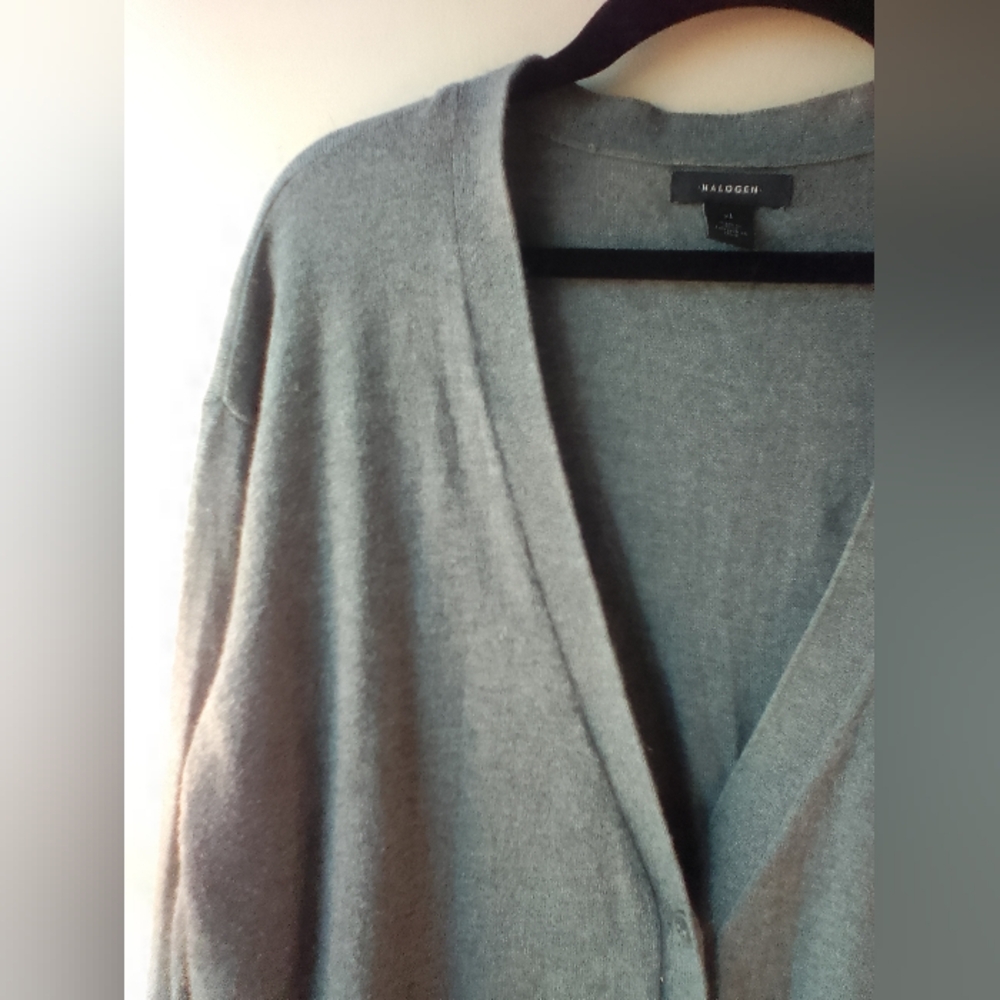 Halogen Gray Cashmere Blend Button-Down Cardigan … - image 8